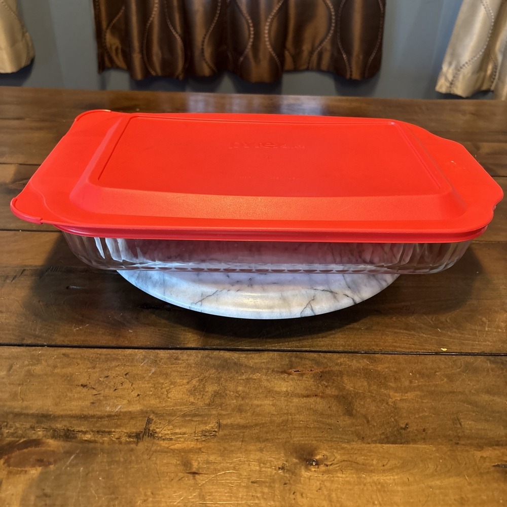 VTG 70s Pyrex 233-S Baking Casserole Lasagna Dish 3 qt 13x9x2 Ribbed Clear Glass